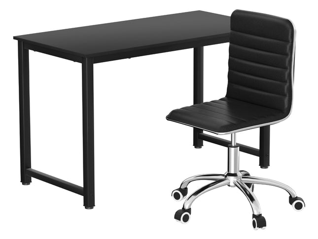 Artiss Computer Desk 120cm Executive Office Chairs Set PU Leather Low Back Black