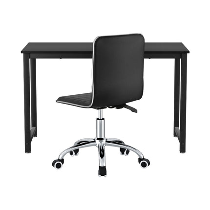 Artiss Computer Desk 120cm Executive Office Chairs Set PU Leather Low Back Black