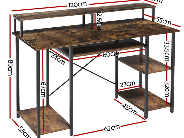 Artiss Computer Desk Laptop Desks Home Office Study Table Open Shelf Brown 120CM