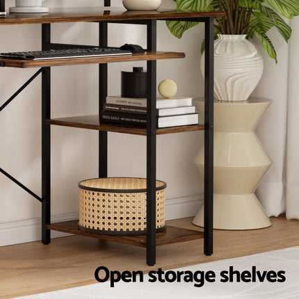 Artiss Computer Desk Laptop Desks Home Office Study Table Open Shelf Brown 120CM