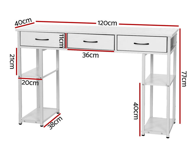 Artiss Computer Desk Drawer Shelves Study Table 120CM White
