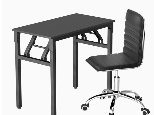 Artiss Computer Desk Office Chair PU Leather Set Foldable Home Study Table Black