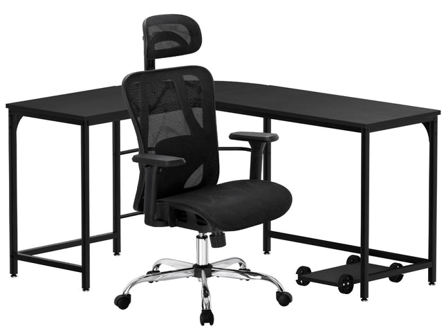 Artiss Computer Desk L-Shape Corner Desks Ergonomic Office Chair Mesh Chairs