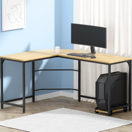 Artiss Computer Desk L-Shape CPU Stand Oak 147CM