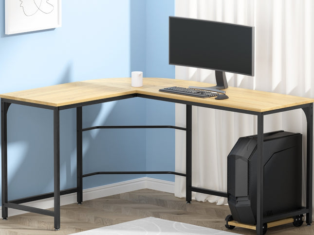Artiss Computer Desk L-Shape CPU Stand Oak 147CM