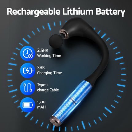 Everfit Massage Gun U-shaped Extended Handle Percussion Massager 4 Heads