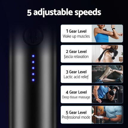 Everfit Massage Gun U-shaped Extended Handle Percussion Massager 4 Heads