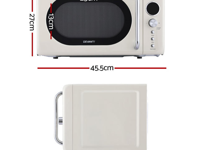 Devanti 20L Microwave Oven 700W Cream