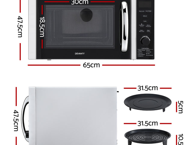 Devanti 30L Microwave Oven 4-IN-1 Air Fryer Convection Grill
