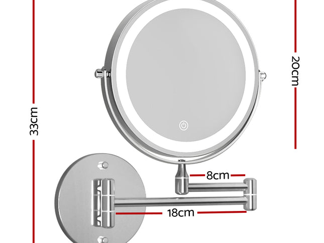 Embellir Extendable Makeup Mirror 10X Magnifying Double-Sided Bathroom Silver