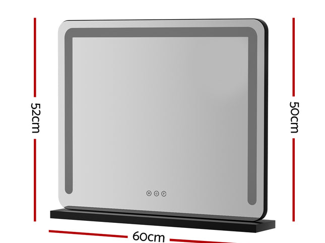 Embellir Makeup Mirror 60x50cm Hollywood Vanity with LED Light Tabletop Black