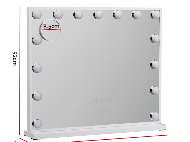 Embellir Makeup Mirror 60x52cm Hollywood Vanity with LED Light Tabletop White