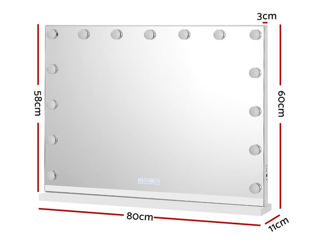 Embellir Bluetooth Makeup Mirror 80x58cm Hollywood Vanity with LED Light Wall