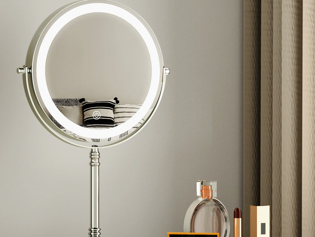 Embellir Makeup Mirror 20x20cm 10X Magnifying with LED Light Rotation Tabletop