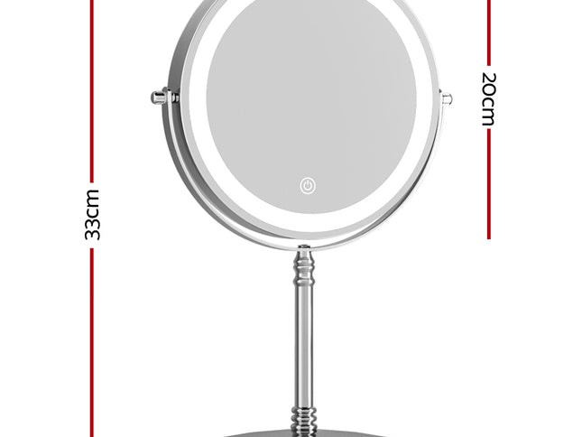 Embellir Makeup Mirror 20x20cm 10X Magnifying with LED Light Rotation Tabletop