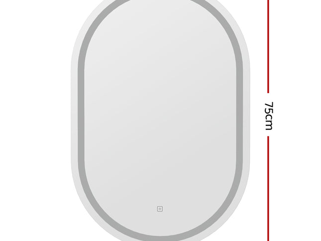 Embellir LED Wall Mirror With Light 50X75CM Bathroom Decor Oval Mirrors Vanity