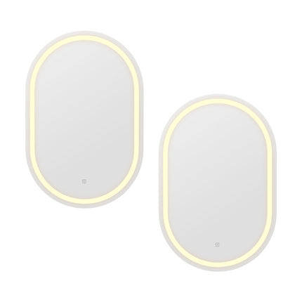 Embellir 2 LED Wall Mirror With Light 50X75CM Bathroom Decor Oval Mirrors Vanity