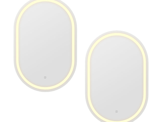 Embellir 2 LED Wall Mirror With Light 50X75CM Bathroom Decor Oval Mirrors Vanity