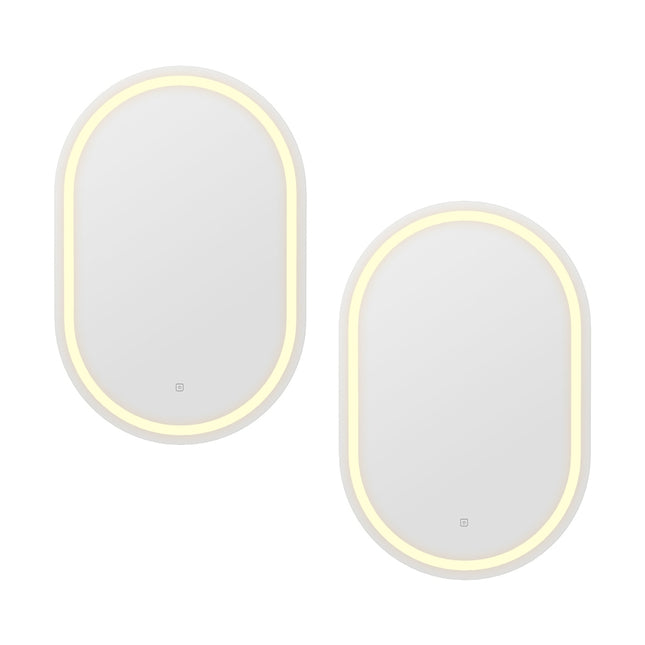 Embellir 2 LED Wall Mirror With Light 50X75CM Bathroom Decor Oval Mirrors Vanity