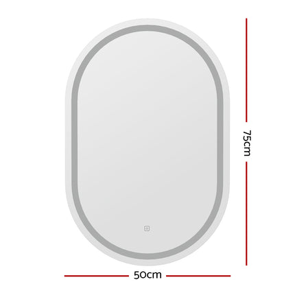 Embellir 2 LED Wall Mirror With Light 50X75CM Bathroom Decor Oval Mirrors Vanity