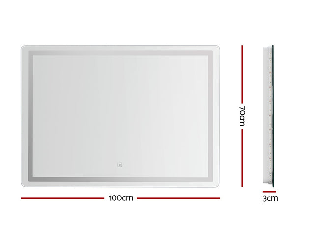 Embellir Wall Mirror 100X70CM with LED Light Bathroom Home Decor Round Rectangle