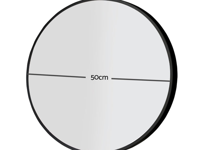 Embellir 2 Wall Mirror Makeup 50cm Home Decor Framed Mirrors Bathroom Round Black