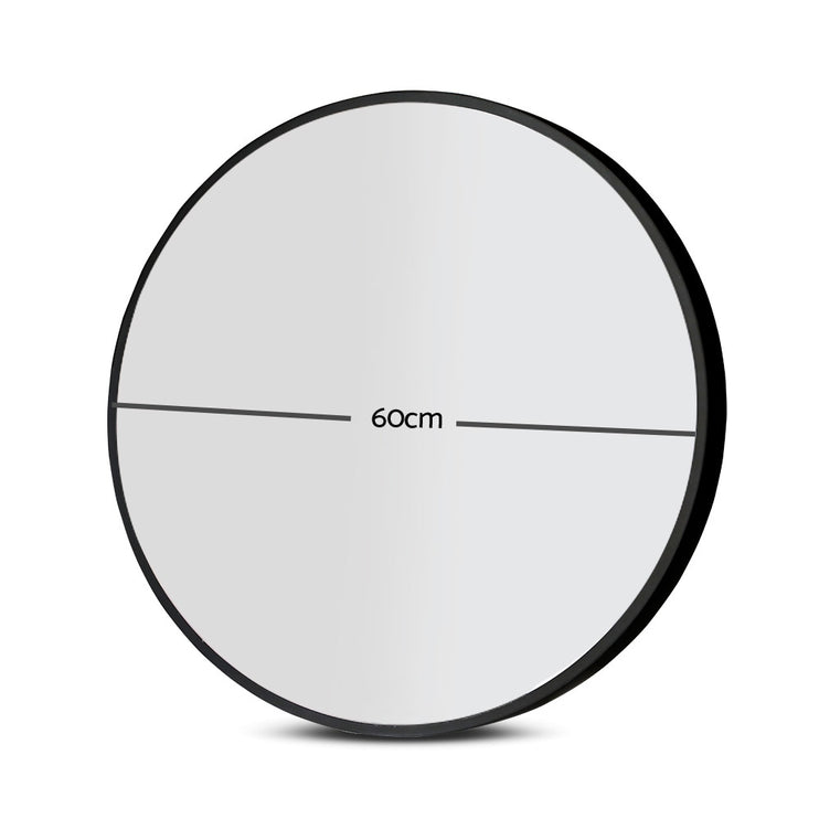 Embellir 2 Wall Mirror Makeup 60cm Home Decor Framed Mirrors Bathroom Round Black