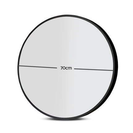 Embellir 2 Wall Mirror Makeup 70cm Home Decor Framed Mirrors Bathroom Round Black