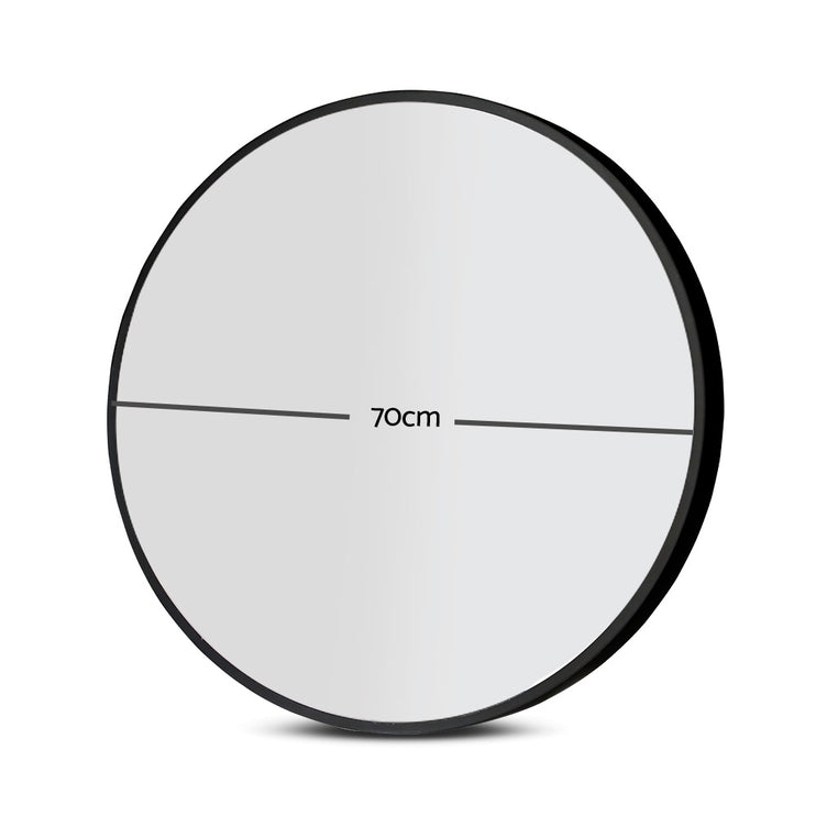 Embellir 2 Wall Mirror Makeup 70cm Home Decor Framed Mirrors Bathroom Round Black