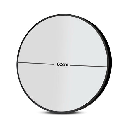 Embellir 2 Wall Mirror Makeup 80cm Home Decor Framed Mirrors Bathroom Round Black