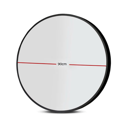 Embellir 2 Wall Mirror Makeup 90cm Home Decor Framed Mirrors Bathroom Round Black