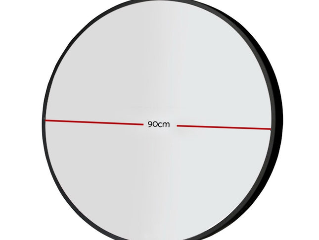 Embellir 2 Wall Mirror Makeup 90cm Home Decor Framed Mirrors Bathroom Round Black