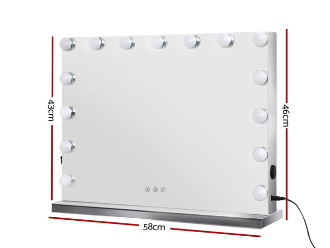 Embellir Makeup Mirror 58x46cm Hollywood Vanity with LED Light Tabletop Wall