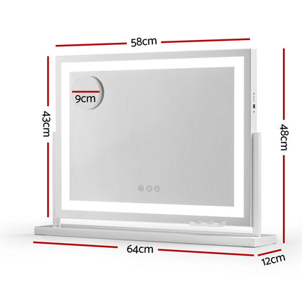 Embellir Makeup Mirror 58x46cm 360ÔΩû Rotatable Vanity Mirror with Lights Bright Light Strip Adjustable