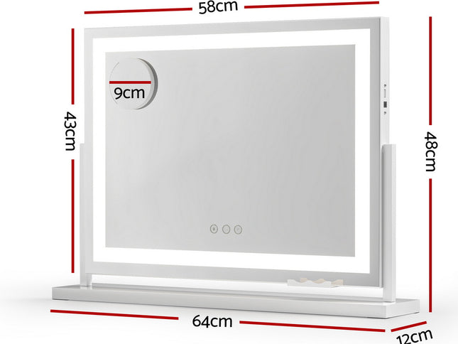 Embellir Makeup Mirror 58x46cm 360√îŒ©√ª Rotatable Vanity Mirror with Lights Bright Light Strip Adjustable