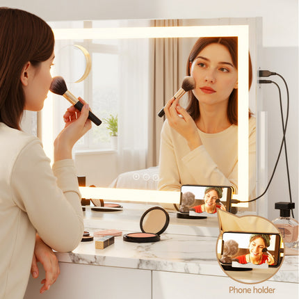 Embellir Makeup Mirror 58x46cm 360ÔΩû Rotatable Vanity Mirror with Lights Bright Light Strip Adjustable