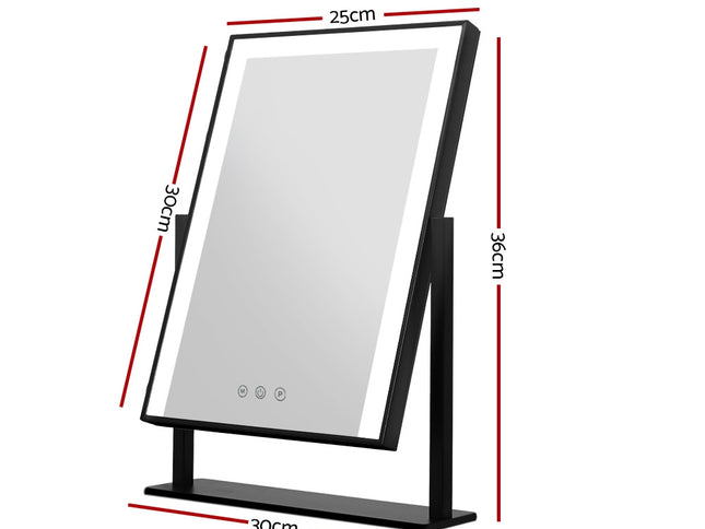 Embellir Makeup Mirror 25x30cm Hollywood Vanity with LED Light Rotation Black