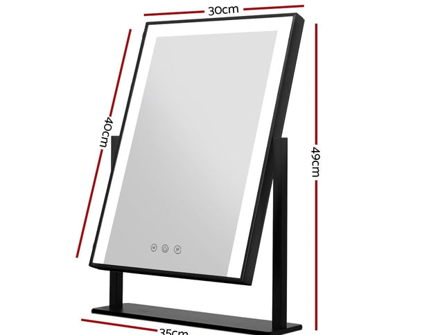 Embellir Makeup Mirror 30x40cm Hollywood Vanity with LED Light Rotation Black