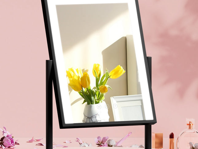 Embellir Makeup Mirror 30x40cm Hollywood Vanity with LED Light Rotation Black