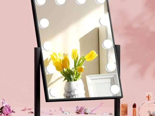 Embellir Makeup Mirror 30x48cm Hollywood Vanity with LED Light Rotation Tabletop