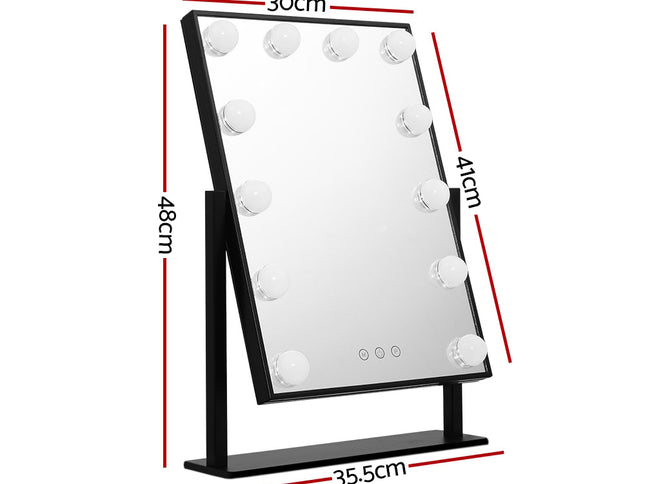 Embellir Makeup Mirror 30x48cm Hollywood Vanity with LED Light Rotation Tabletop