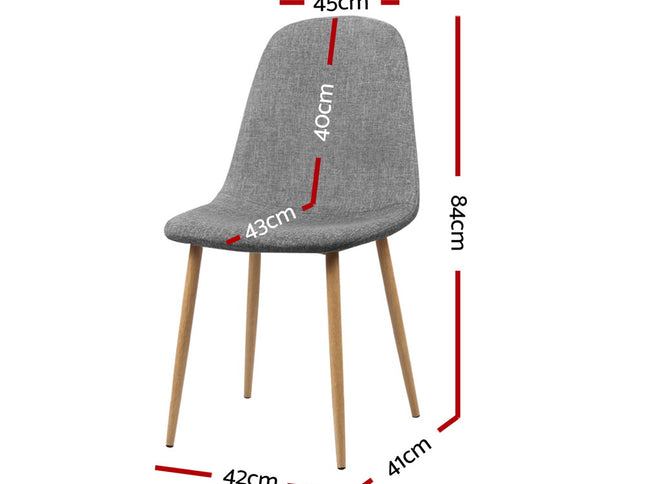 Artiss Dining Chairs Set of 4 Linen Curved Slope Grey