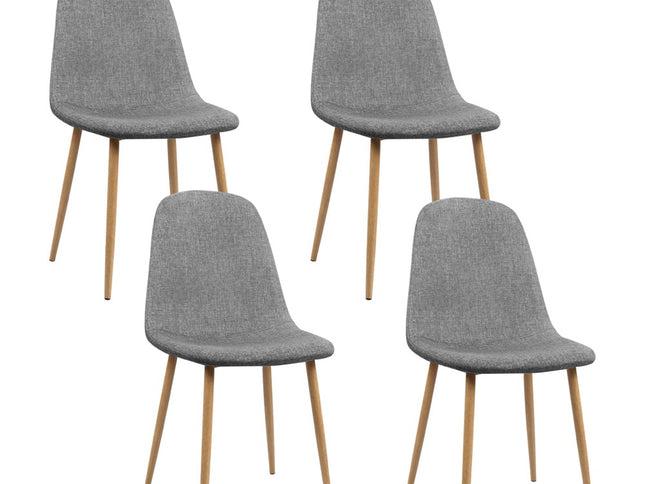 Artiss Dining Chairs Set of 4 Linen Curved Slope Grey