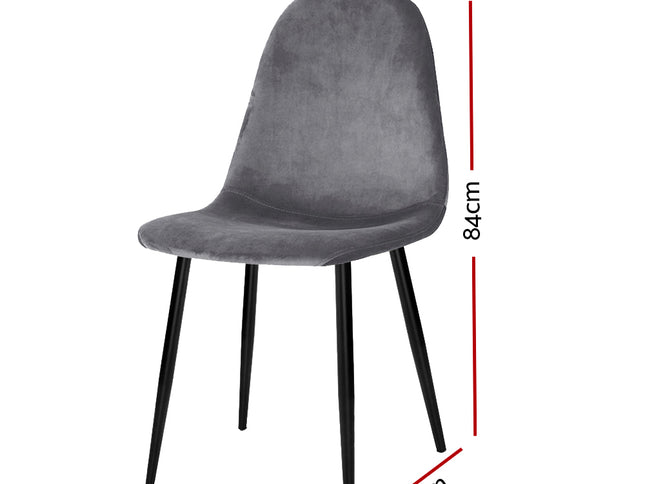 Artiss Dining Chairs Set of 4 Velvet Curved Slope Grey