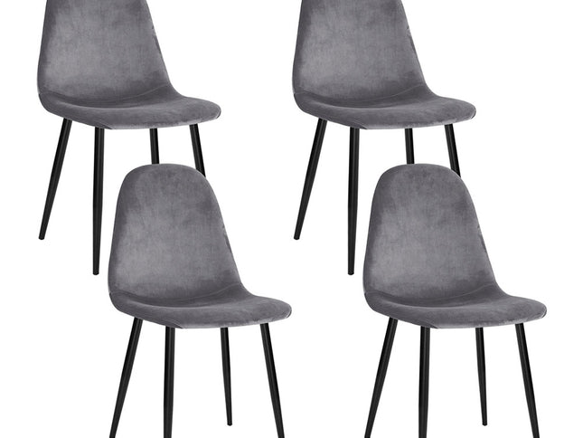 Artiss Dining Chairs Set of 4 Velvet Curved Slope Grey