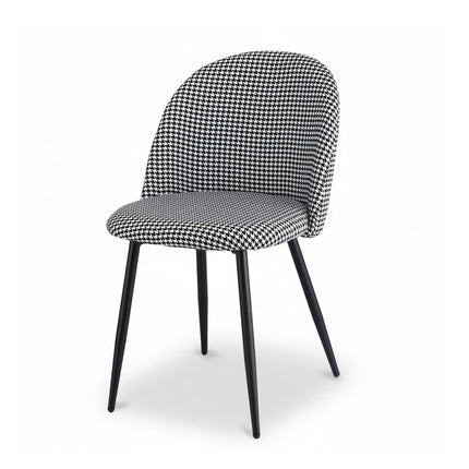 Artiss Dining Chairs Set of 2 Linen Solid Curved Houndstooth