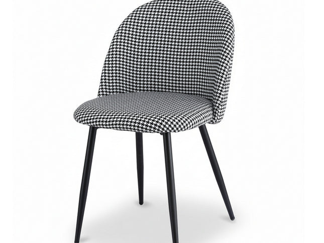 Artiss Dining Chairs Set of 2 Linen Solid Curved Houndstooth