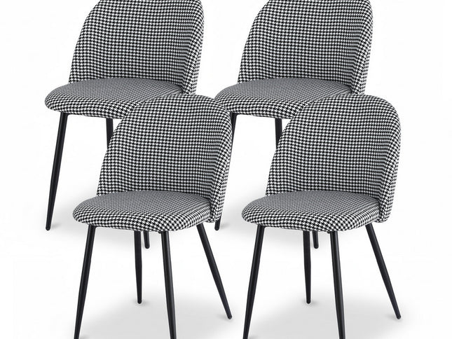 Artiss Dining Chairs Set of 4 Linen Solid Curved Houndstooth