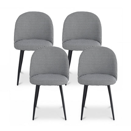 Artiss Dining Chairs Set of 4 Linen Solid Curved Houndstooth