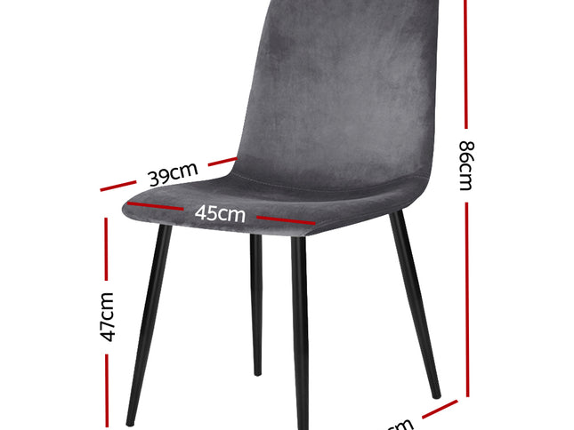 Artiss Dining Chairs Set of 4 Velvet Horizontal Slope Grey